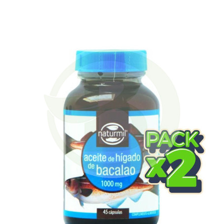 Pack 2x Aceite de Hígado de Bacalao 1000Mg. 45 Cápsulas Naturmil