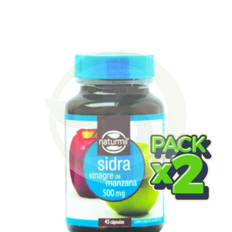 Pack 2x Sidra 500Mg. (Vinagre de Manzana) 45 Cápsulas Naturmil