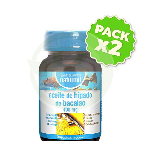 Pack 2x Aceite De Hígado De Bacalao 400Mg 90 Perlas Naturmil
