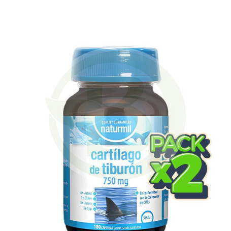Pack 2x Cartilago De Tiburón 750Mg 180 Cápsulas Naturmil