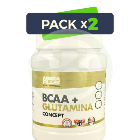 Pack 2x Bcaa + Glutamina Mandarina Extreme Purity 600Gr. Megaplus