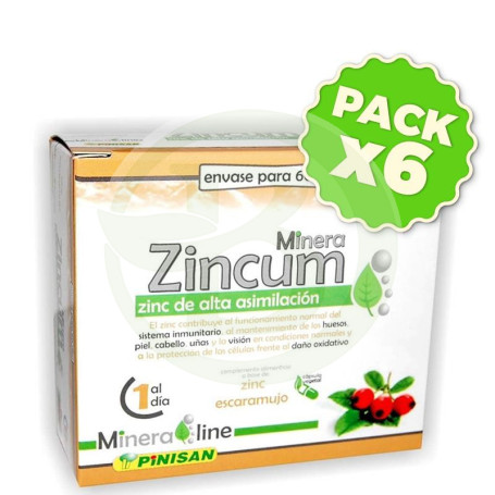 Pack 6x Mineraline Zincum 60 Cápsulas Pinisan