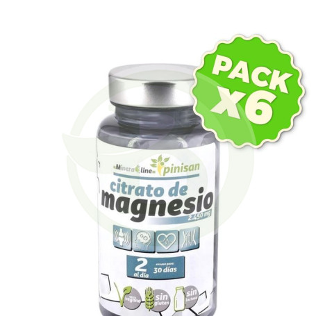 Pack 6x Citrato De Magnesio 60 Capsulas Pinisan