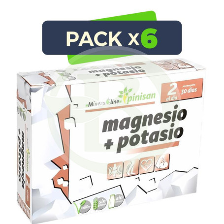 Pack 6x Magnesio + Potasio 60 Comp Pinisan