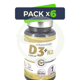 Pack 6x D3 + K2 Liposomadas 2.500Ui 60 Capsulas Pinisan
