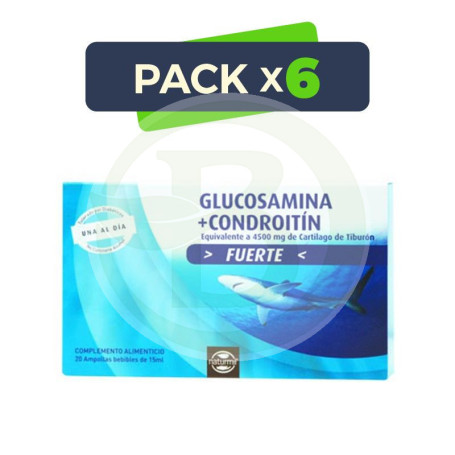 Pack 6x Glucosamina + Condroitina Fuerte 20 Ampollas Bebibles 15Ml. Natu