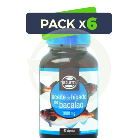 Pack 6x Aceite de Hígado de Bacalao 1000Mg. 45 Cápsulas Naturmil