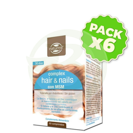 Pack 6x Hair & Nails Complex 60 Comprimidos Naturmil