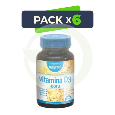 Pack 6x Vitamina D3 4.000UI. 60 Cápsulas Naturmil