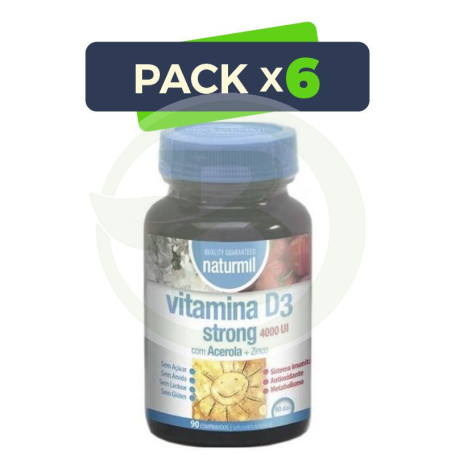 Pack 6x Vitamina D3 Strong 4000UI 90 Comprimidos Naturmil