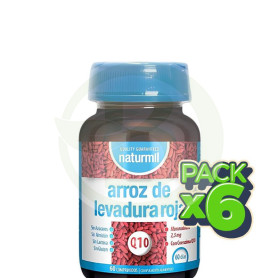 Pack 6x Levadura De Arroz Rojo 60 Comprimidos Naturmil