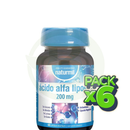 Pack 6x Acido Alfa Lipoico 200Mg 60 Comprimidos Naturmil
