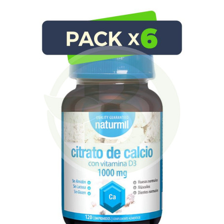 Pack 6x Citrato De Calcio 1000Mg 120 Comprimidos Naturmil