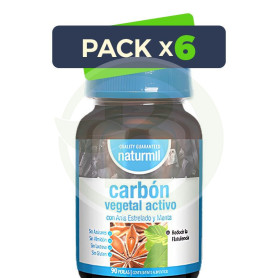 Pack 6x Carbon Vegetal Activo 90 Perlas Naturmil