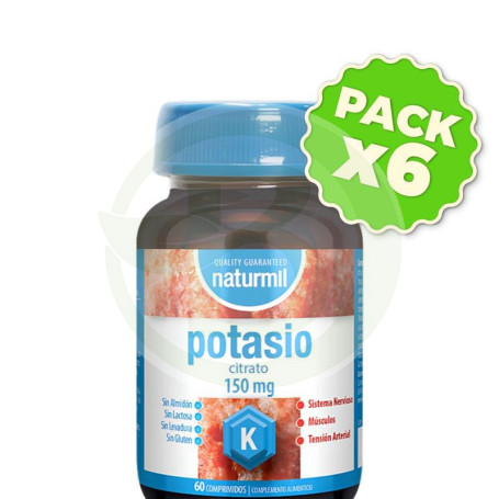 Pack 6x Citrato De Potasio 150Mg 60 Comprimidos Naturmil