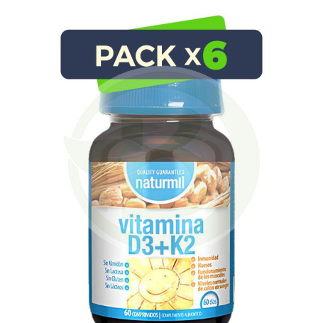 Pack 6x Vitamina D3+K2 60 Comprimidos Naturmil