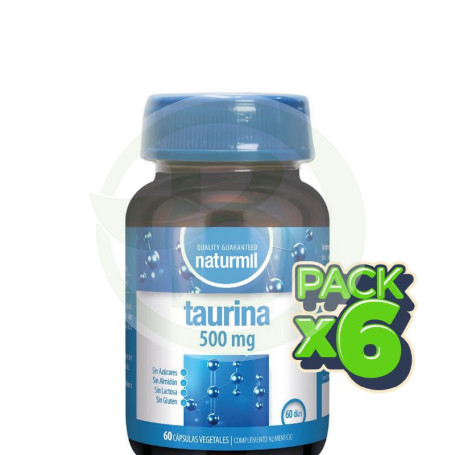 Pack 6x Taurina 500Mg 60 Cápsulas Vegetales Naturmil