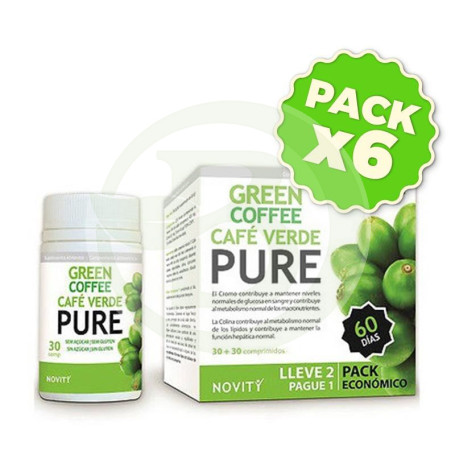 Pack 6x Café Verde Premium 30+30 Comprimidos Novity