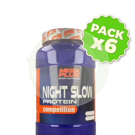 Pack 6x Night Slow Protein Competition Fresa 1Kg. Megaplus