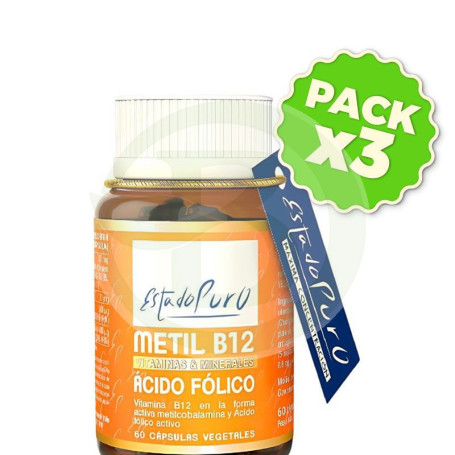 Pack 3x Metil B12 + Ácido Fólico 60 Cápsulas Estado Puro