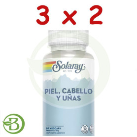 Pack 3x2 Piel, Cabello y Uñas 60 Cápsulas Vegetales Solaray