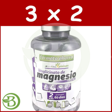 Pack 3x2 Bisglicinato De Magnesio 120 Comprimidos Pinisan