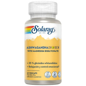 Ashwagandha Shoden con Magnesio 60 Cápsulas Vegetales Solaray