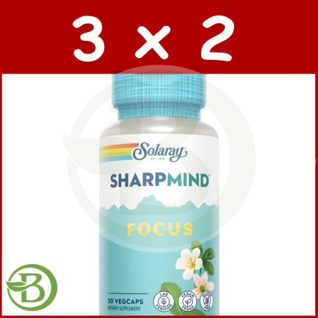 Pack 3x2 Sharp Mind Focus 60 Cápsulas Vegetales Solaray