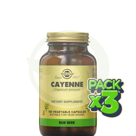 Pack 3x Cayena 100 Cápsulas Solgar
