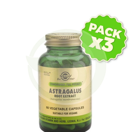 Pack 3x Astragalus Raíz 60 Cápsulas Solgar