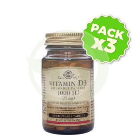 Pack 3x Vitamina D3 1.000UI 25Mcg. 100 Cápsulas Solgar