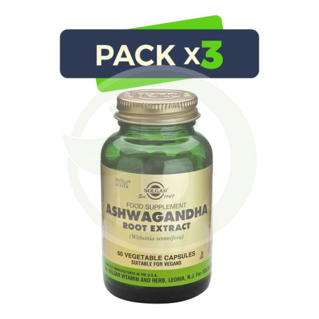 Pack 3x ASHWAGANDHA 60 CAPSULAS VEGETALES SOLGAR