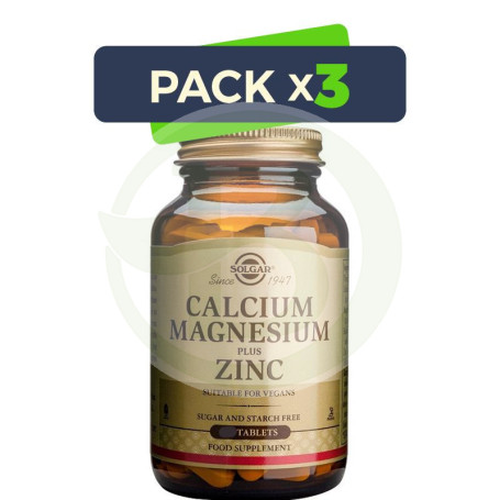 Pack 3x Calcio/Magnesio Plus Zinc 100 Cápsulas Solgar