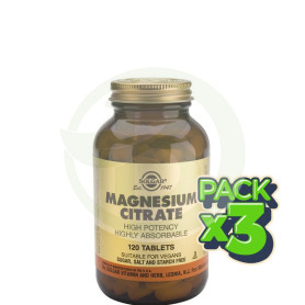 Pack 3x Citrato de Magnesio 120 Cápsulas Solgar