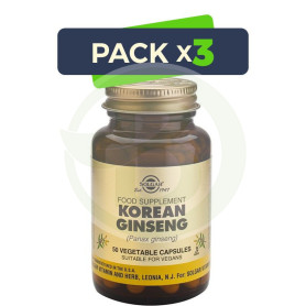 Pack 3x Ginseng Coreano 50 Cápsulas Solgar