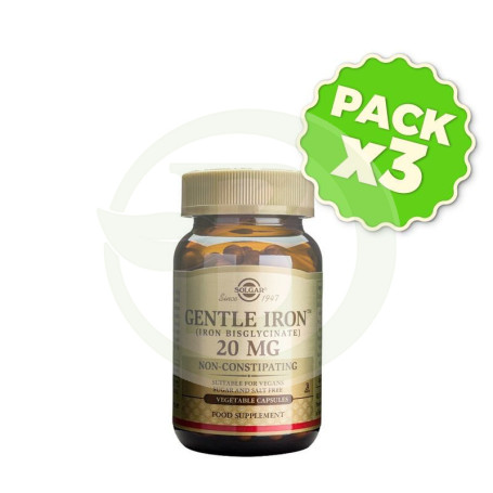 Pack 3x Hierro Gentle 90 Cápsulas Solgar