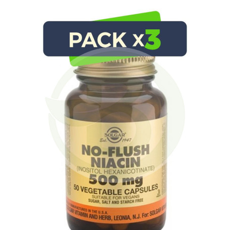 Pack 3x Niacina B3 500Mg. No Ruborizante 50 Cápsulas Solgar