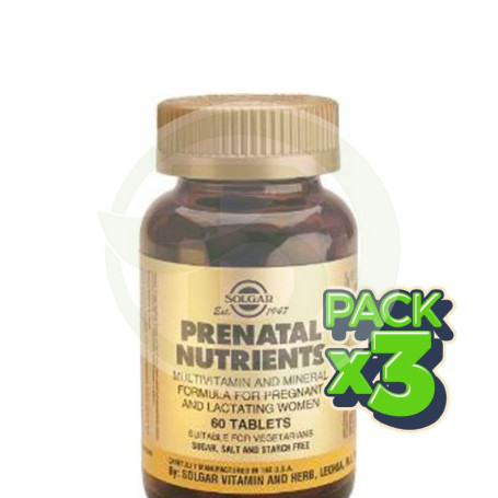 Pack 3x Nutrientes Prenatales 60 Cápsulas Solgar