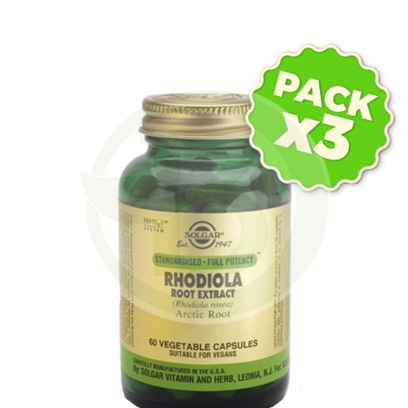 Pack 3x Rodiola Extracto 60 Cápsulas Solgar