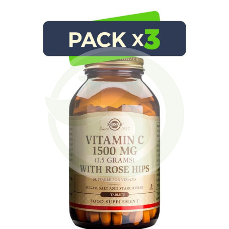 Pack 3x Rose Hips C 1.500Mg. 180 Cápsulas Solgar