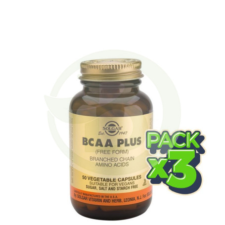 Pack 3x BCAA Plus 50 Cápsulas Solgar