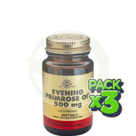Pack 3x Aceite de Prímula Rosa 500Mg. 180 Cápsulas Solgar