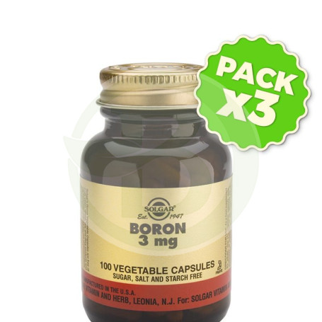 Pack 3x Boro 100 Cápsulas Vegetales Solgar