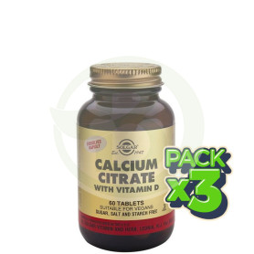 Pack 3x Citrato de Calcio y Vitamina D3 240 Cápsulas Solgar