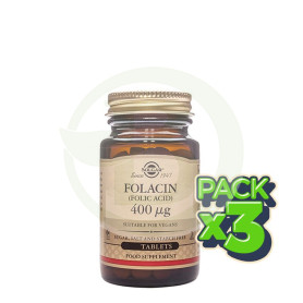 Pack 3x Folacín Ácido Fólico 250 Cápsulas Solgar