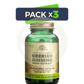 Pack 3x Ginseng Siberiano Raíz 60 Cápsulas Solgar