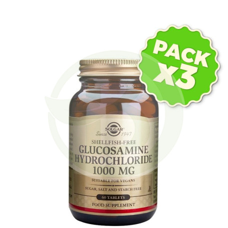 Pack 3x Glucosamina Clorhidrato 60 Cápsulas Solgar