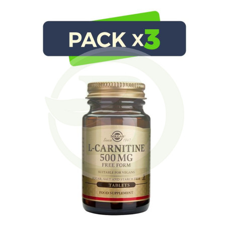 Pack 3x L-Carnitina 500Mg. 30 Cápsulas Solgar