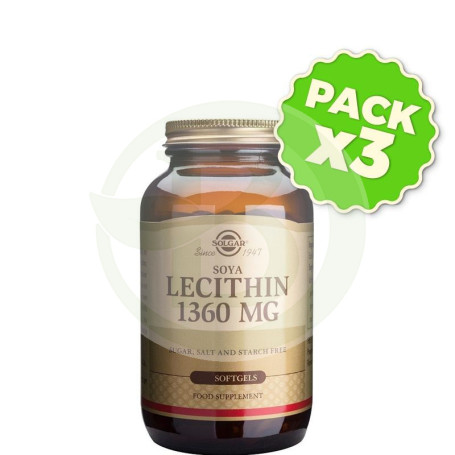Pack 3x Lecitina de Soja 100 Cápsulas Solgar