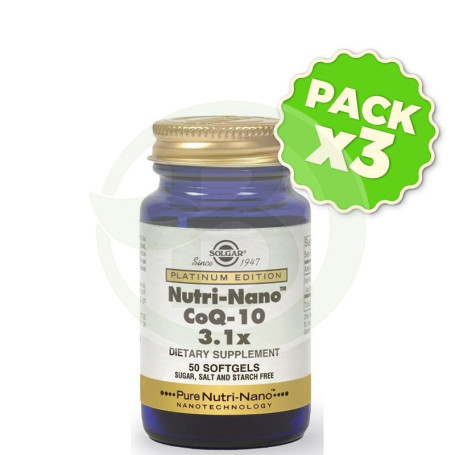 Pack 3x Nutri-Nano Co-Q10 3.1x 50 Cápsulas Solgar